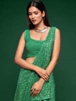 Fern Green Pure Georgette Saree